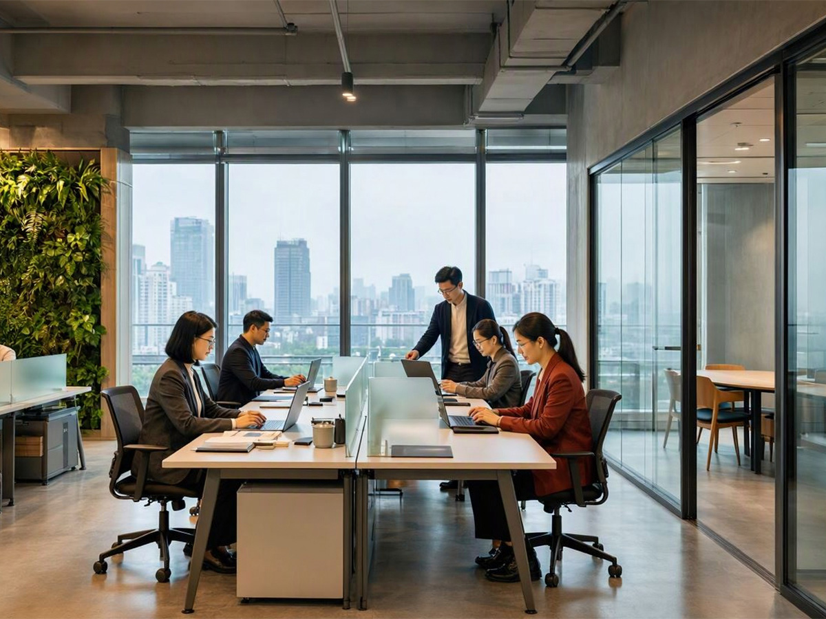 Company office desk in Jakarta business district