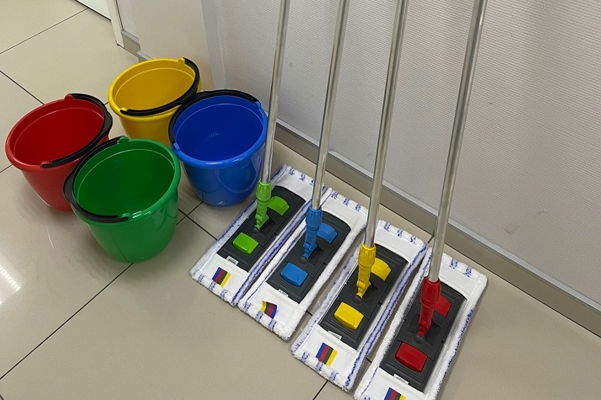 Plastic houseware and cleaning tools prepared for shipment