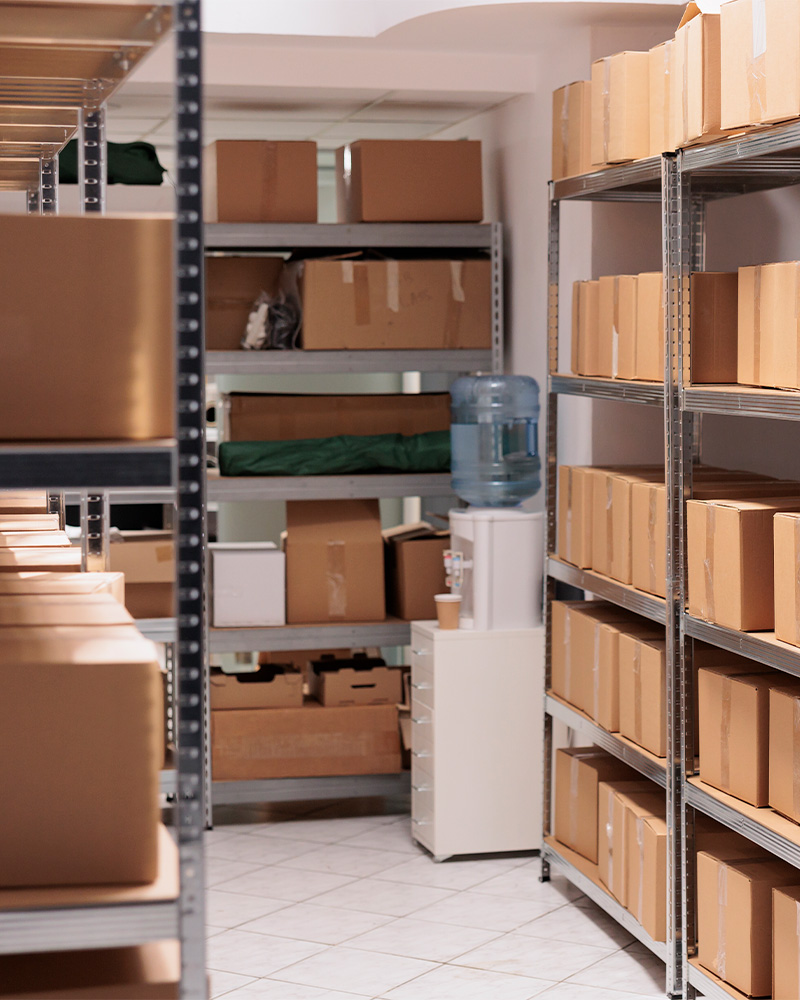 Space organization goods stacked in wholesale lots